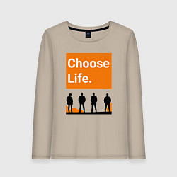 Лонгслив хлопковый женский Choose Life, цвет: миндальный