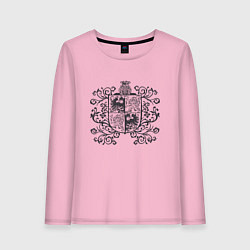 Лонгслив хлопковый женский Винтажный геральдический щит, цвет: светло-розовый