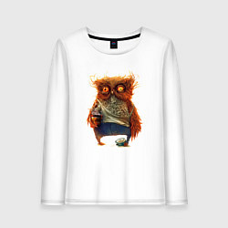 Лонгслив хлопковый женский Замученный уставший, цвет: белый