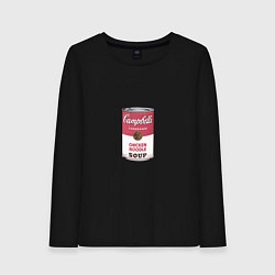 Лонгслив хлопковый женский Энди Уорхол - Банка супа, цвет: черный