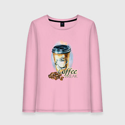 Лонгслив хлопковый женский Coffee break, цвет: светло-розовый