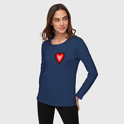 Лонгслив хлопковый женский Пиксельное Сердце, цвет: тёмно-синий — фото 2
