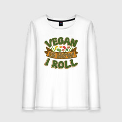 Лонгслив хлопковый женский Vegan - How I Roll, цвет: белый