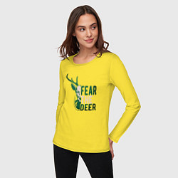 Лонгслив хлопковый женский Fear The Deer, цвет: желтый — фото 2