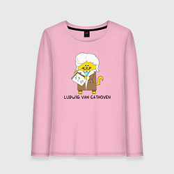 Лонгслив хлопковый женский Кэтховен Бетховен кот, цвет: светло-розовый