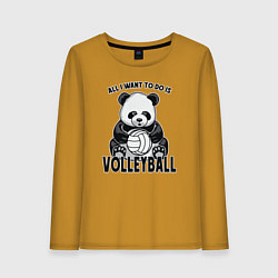 Лонгслив хлопковый женский Volleyball Panda, цвет: горчичный
