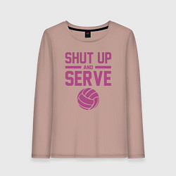 Лонгслив хлопковый женский Shut Up And Serve, цвет: пыльно-розовый