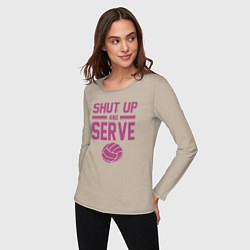 Лонгслив хлопковый женский Shut Up And Serve, цвет: миндальный — фото 2