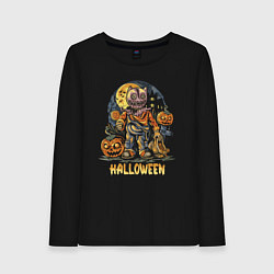 Лонгслив хлопковый женский Halloween, цвет: черный