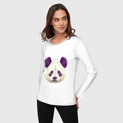 Лонгслив хлопковый женский Фиолетовая панда, цвет: белый — фото 2