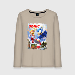Лонгслив хлопковый женский SONIC СОНИК Z, цвет: миндальный