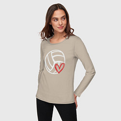 Лонгслив хлопковый женский Love Volleyball, цвет: миндальный — фото 2