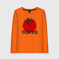 Лонгслив хлопковый женский Волейбол - Токио, цвет: оранжевый