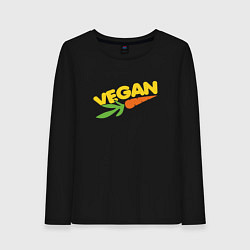 Лонгслив хлопковый женский Vegan Life, цвет: черный