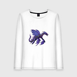 Лонгслив хлопковый женский Сумеречный дракон, цвет: белый