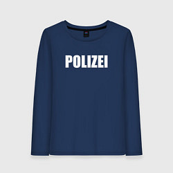 Лонгслив хлопковый женский POLIZEI Полиция Надпись Белая, цвет: тёмно-синий
