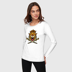 Лонгслив хлопковый женский Tiger King, цвет: белый — фото 2