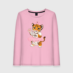Лонгслив хлопковый женский Tiger Girl, цвет: светло-розовый