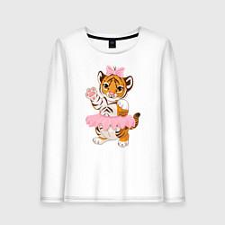 Лонгслив хлопковый женский Tiger Girl, цвет: белый