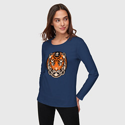 Лонгслив хлопковый женский Amazing Tiger, цвет: тёмно-синий — фото 2