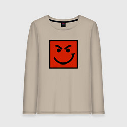 Лонгслив хлопковый женский BON JOVI HAVE A NICE DAY SMILE LOGO, цвет: миндальный