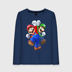 Лонгслив хлопковый женский Mario Bros, цвет: тёмно-синий