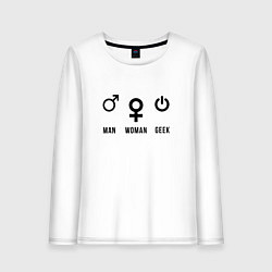 Лонгслив хлопковый женский MAN WOMAN GEEK, цвет: белый