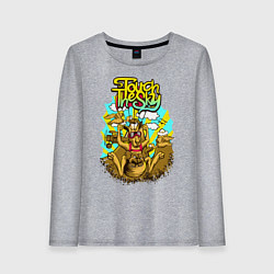 Лонгслив хлопковый женский Кенгуру парашютист, цвет: меланж