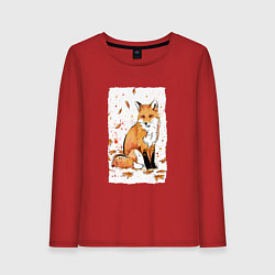 Женский лонгслив ЛИСА В ЛИСТЬЯХ ОСЕННЕЕ НАСТРОНИЕ FOX IN THE FOREST