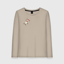 Лонгслив хлопковый женский Новогодний Олень!, цвет: миндальный