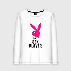 Лонгслив хлопковый женский СЕКС ИГРОК PLAYBOY, цвет: белый