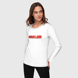 Лонгслив хлопковый женский Roblox logo red роблокс логотип красный, цвет: белый — фото 2