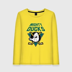 Лонгслив хлопковый женский Анахайм Дакс, Mighty Ducks, цвет: желтый