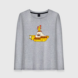 Лонгслив хлопковый женский The Beatles Yellow Submarine в дудл стиле, цвет: меланж