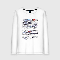 Лонгслив хлопковый женский Toyota Gazoo Racing sketch, цвет: белый