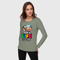 Лонгслив хлопковый женский TOCA LIFE WORLD ТОКА ЛАЙФ ВОРЛД ПЕРСОНАЖИ, цвет: авокадо — фото 2