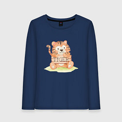 Женский лонгслив Тигренок с табличкой