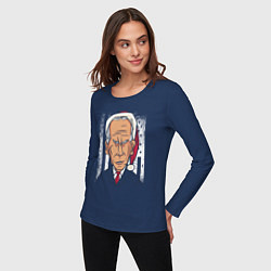 Лонгслив хлопковый женский Joe Biden, цвет: тёмно-синий — фото 2