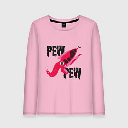 Лонгслив хлопковый женский Pew Pew Squid, цвет: светло-розовый