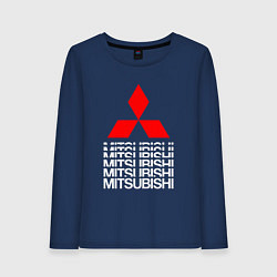 Лонгслив хлопковый женский MITSUBISHI МИЦУБИСИ МИТСУБИСИ МИЦУБИШИ LOGO STYLE, цвет: тёмно-синий