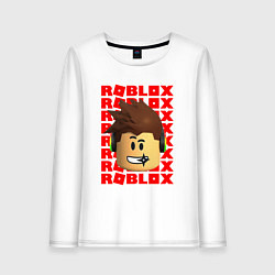 Лонгслив хлопковый женский ROBLOX RED LOGO LEGO FACE, цвет: белый