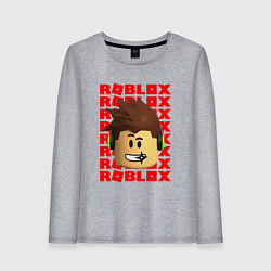 Лонгслив хлопковый женский ROBLOX RED LOGO LEGO FACE, цвет: меланж