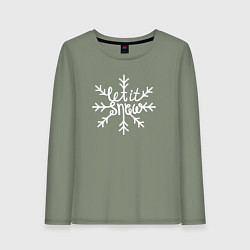 Лонгслив хлопковый женский Snowflake Let it snow, цвет: авокадо