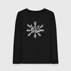Лонгслив хлопковый женский Snowflake Let it snow, цвет: черный