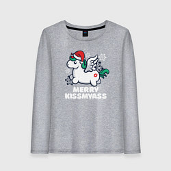 Лонгслив хлопковый женский Merry Kissmyass Unicorn, цвет: меланж