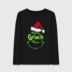 Лонгслив хлопковый женский Resting Grinch Face, цвет: черный