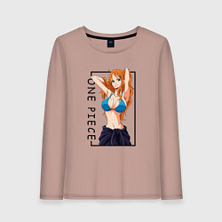 Лонгслив хлопковый женский Нами Ван Пис, цвет: пыльно-розовый