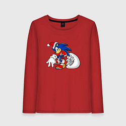 Лонгслив хлопковый женский Santa Claus Sonic the Hedgehog, цвет: красный