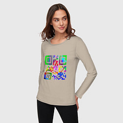 Лонгслив хлопковый женский Color QR, цвет: миндальный — фото 2