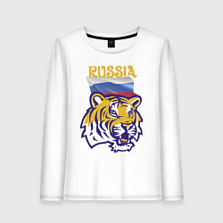 Лонгслив хлопковый женский Russian tiger, цвет: белый